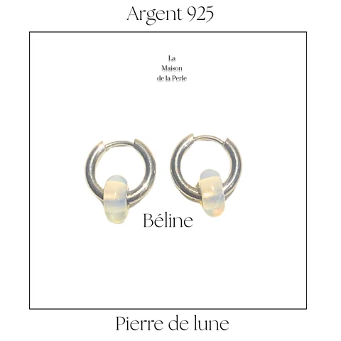 Boucles d'oreille Béline -  Pierre de lune