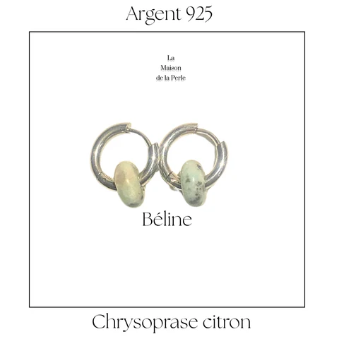 Boucles d'oreille Béline -  Chrysoprase citron