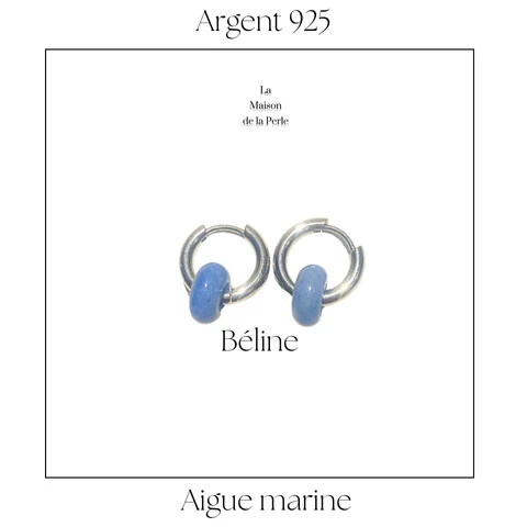 Boucles d'oreille Béline -  Aigue marine