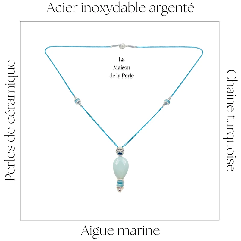 Collier Plexus solaire - Aigue marine
