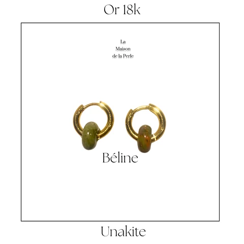 Boucles d'oreille Béline -  Unakite