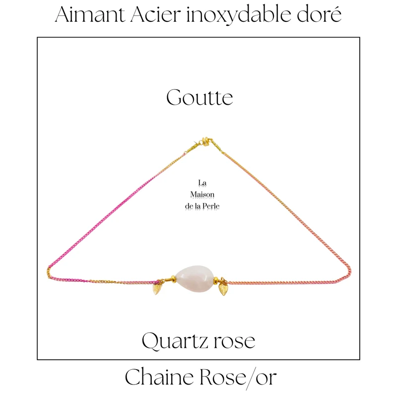 Choker Goutte - Quartz rose