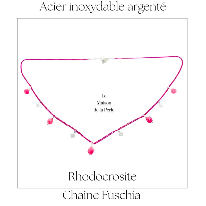 Collier Plexus solaire - Rhodocrosite