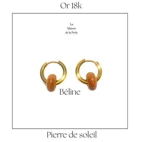 Boucles d'oreille Béline -  Pierre de soleil