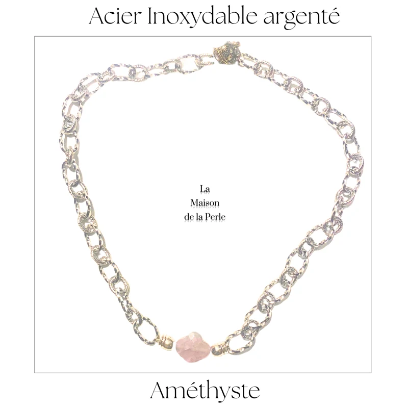 Choker Célia Améthyste argenté