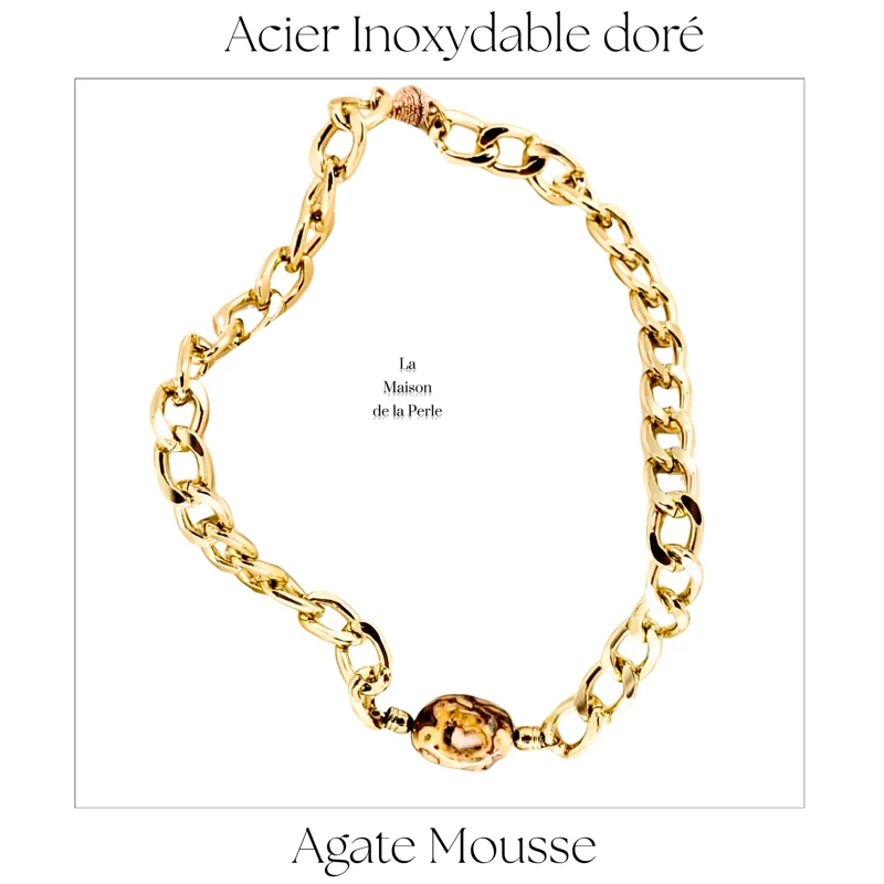 Choker Célia Agate Mousse
