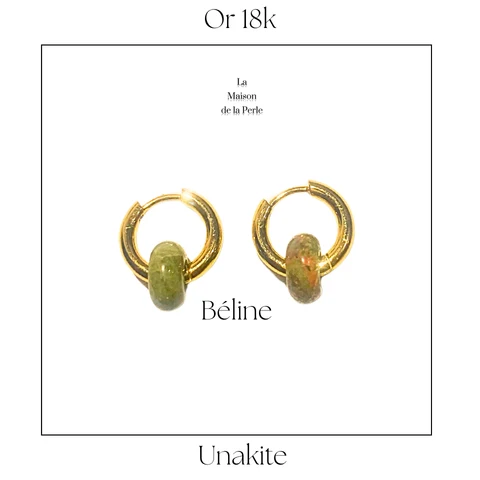 Boucles d'oreille Béline -  Unakite