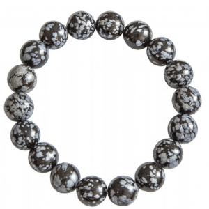 Bracelet élastique Uno Obsidienne neige