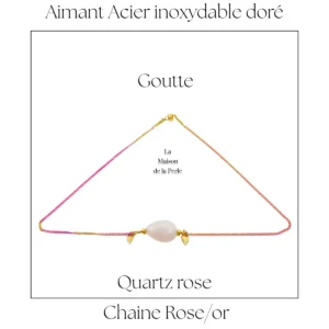 Choker Goutte Quartz rose