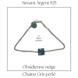 Bracelet aimanté Obsidienne neige