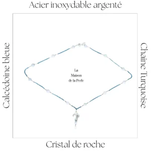 Collier Plexus solaire Aigue marine Cristal de roche
