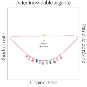 Collier Plexus solaire Rhodocrosite pampille